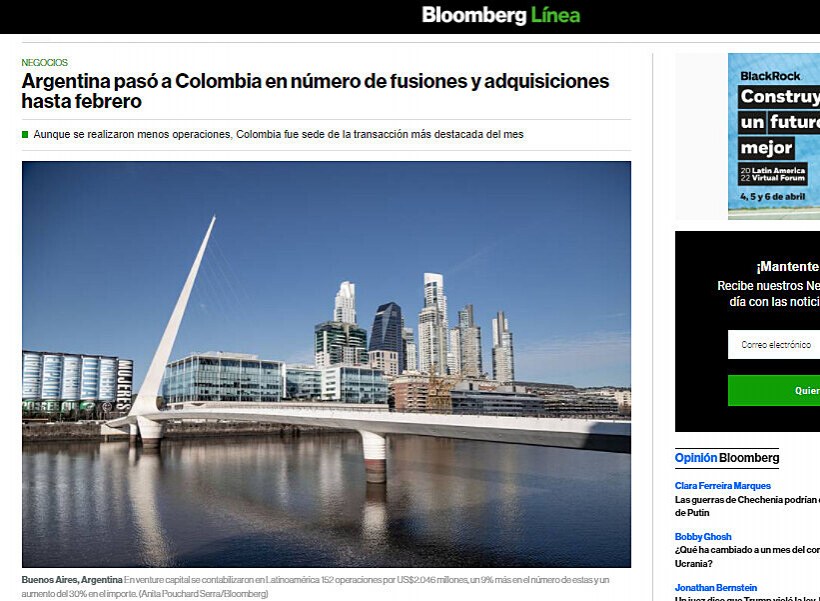 Argentina pasó a Colombia en número de fusiones y adquisiciones hasta febrero